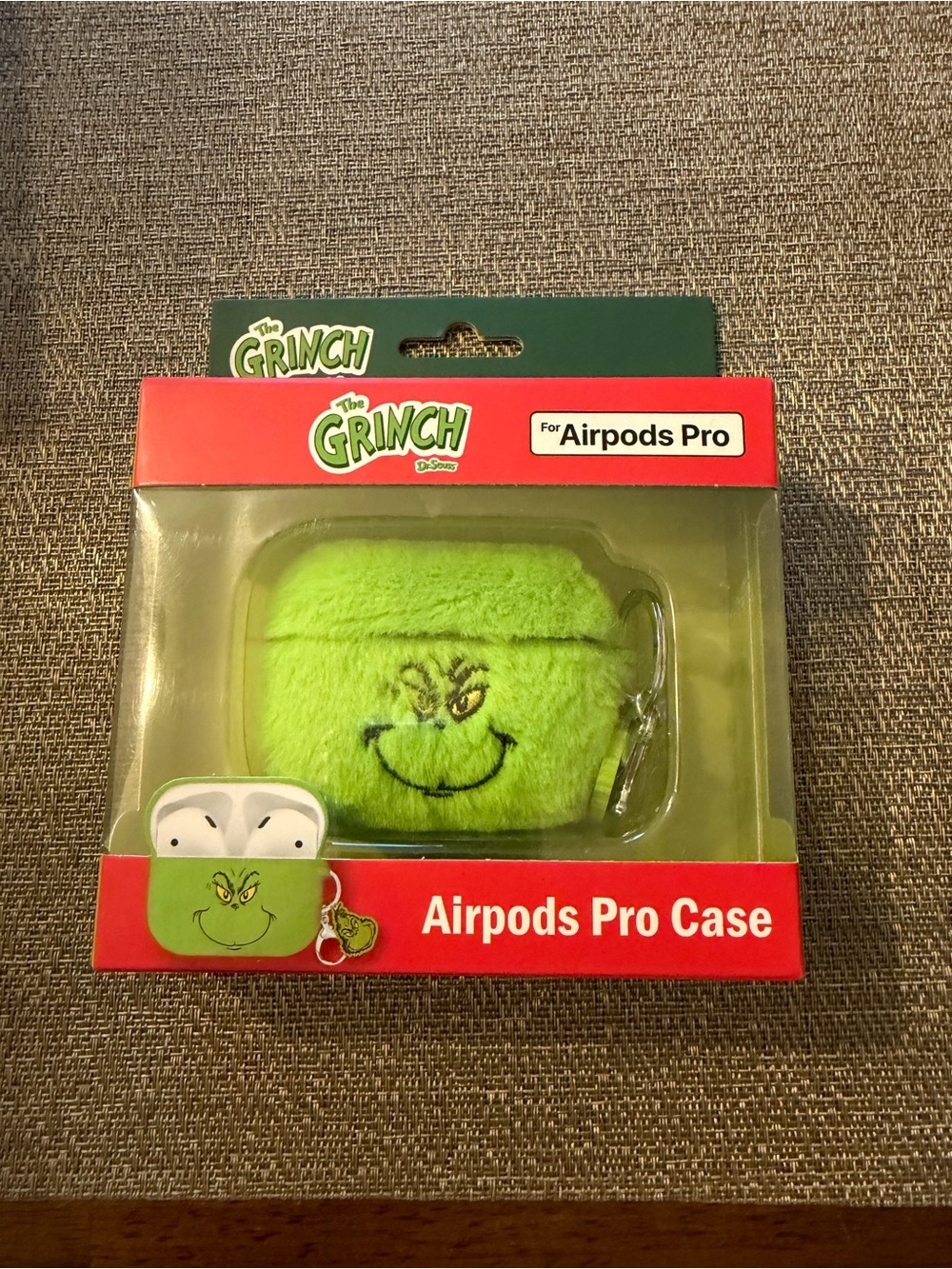 Christmas Grinch Fuzzy Air Pod Pro Case New in Box